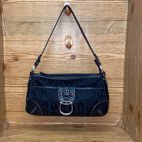 Etienne Aigner Handbags - ETIENNE AIGNER Handbag Purse Black Canvas & Lather Signature Shoulder Bag 💯🔥